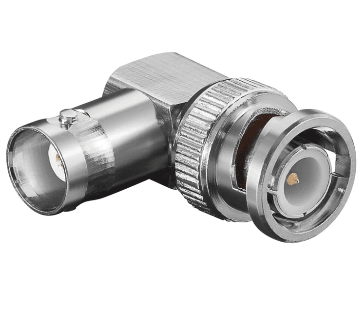 Перехідник антений BNC/50ohm M/F (UG306/U) Goobay 90° уговий адаптер Gold