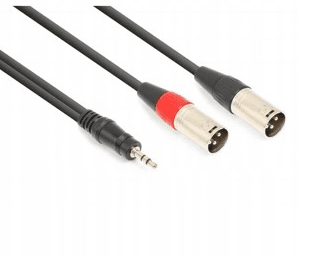 Кабель 2x XLR male - mini Jack (3.5mm) Stereo 1.5m